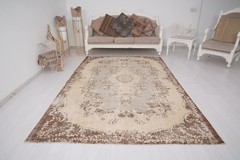 Turkish Vintage Area Rug 6×9 Oushak Muted Organic Handmade Wool Rugs Carpet,576