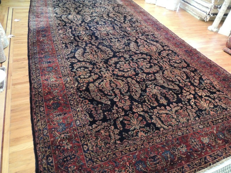 12x22 RARE OVERsize Antique Palace Sarough Sarouk Oriental Area Rug Navy Red gallery