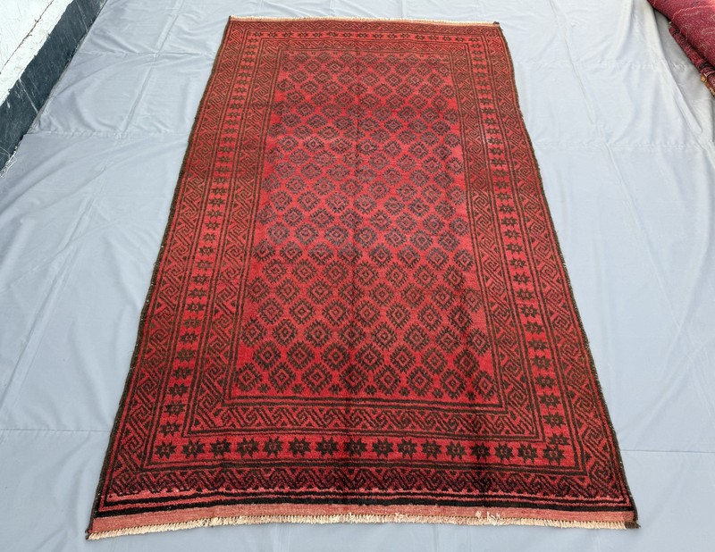 Red Antique Afghan Baluchi Rug 5x9 ft Hand Knotted Persian Style Oriental Carpet gallery