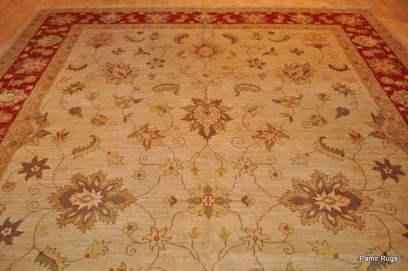 10 X 14 TOP QUALITY HANDMADE AGRA DESIGN ORIENTAL RUG BEIGE ORANGE RED, GOLD gallery