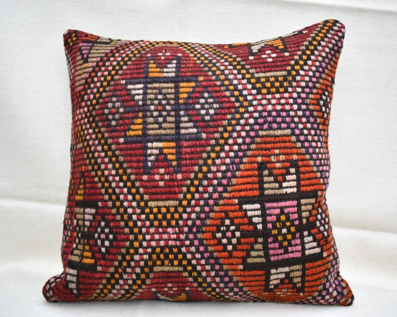 16''x16'' Decorative Handmade Turkish Kilim Pillow Cover Sofa Rug Cushion Cover gallery