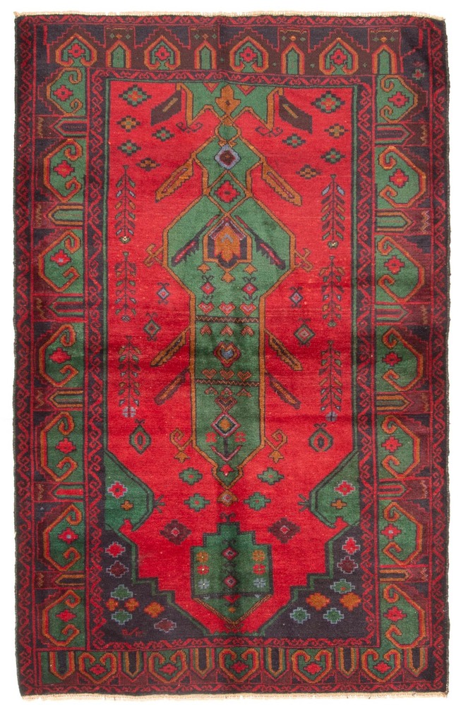 Vintage Traditional Hand-Knotted Area Rug 3'8" x 5'11" Oriental Wool Carpet