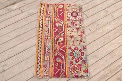 100+ Years Old Fragment Oushak Rug 20”x35” Small Rug 1×2 Hand Knotted 51x90cm