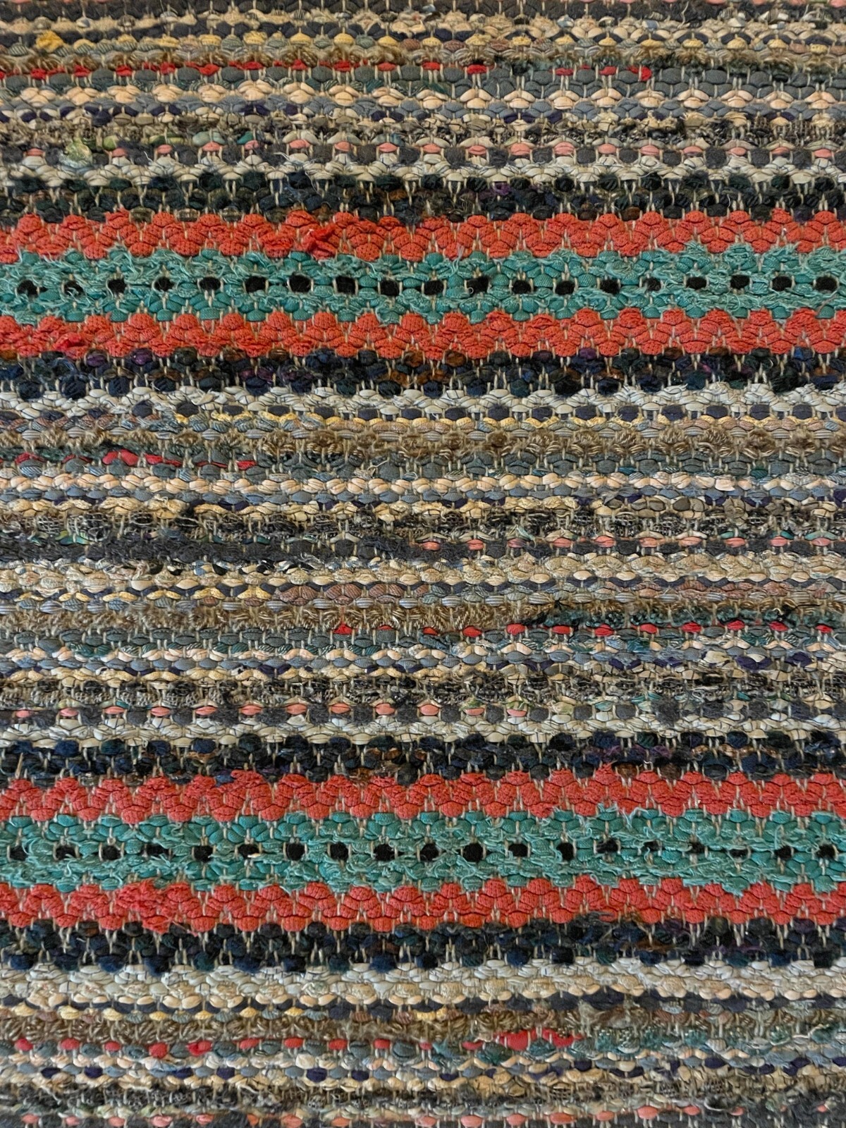 Special Antique Swedish Hand Made Rag Rug (27 x 124 inches) VERY LONG gallery