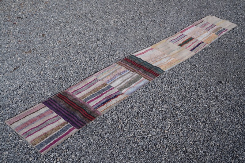 Vintage Turkish Kilim Runner Rug 2x17 ft Neutral Handmade Extra Long Carpet 825 gallery
