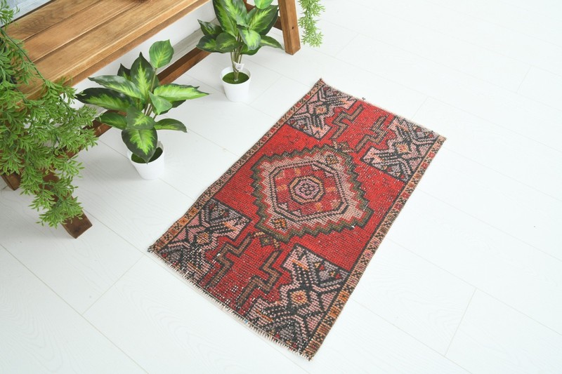 Turkish Door Mat Small Rug 2x3 Hand-Knotted Vintage Oushak Mini Rug Carpet,864 gallery