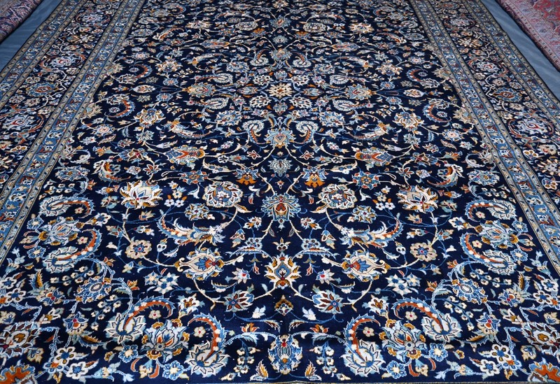 Fine Blue Antique Caucasian Rug 10x14 Hand Knotted Heris Kazak Oriental Carpet gallery