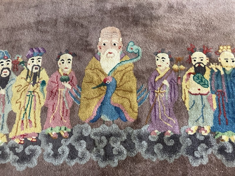 1920s-1930s Handknotted Chinese Art Deco Wool Rug TEN IMMORTALS DISCIPLES. SEE** gallery