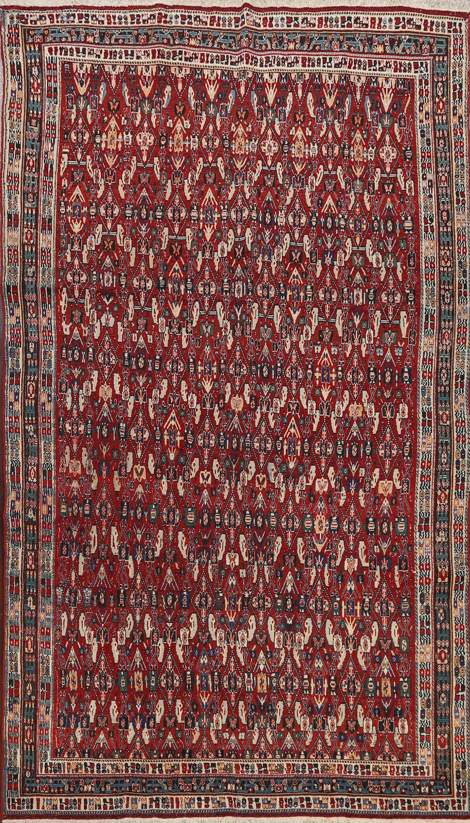 Vegetable Dye Tribal Area Rug 6x9 Ft Hand-Knotted Red Oriental Wool Carpet gallery