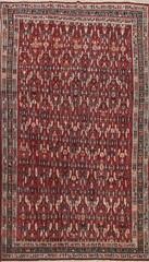 Vegetable Dye Tribal Area Rug 6×9 Ft Hand-Knotted Red Oriental Wool Carpet