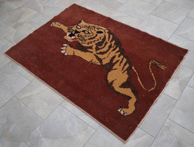 4x5 Rug HandMade Oushak rug NEW Rug Turkish Rug Tiger Attack Pattern 3'9"x5'4" gallery