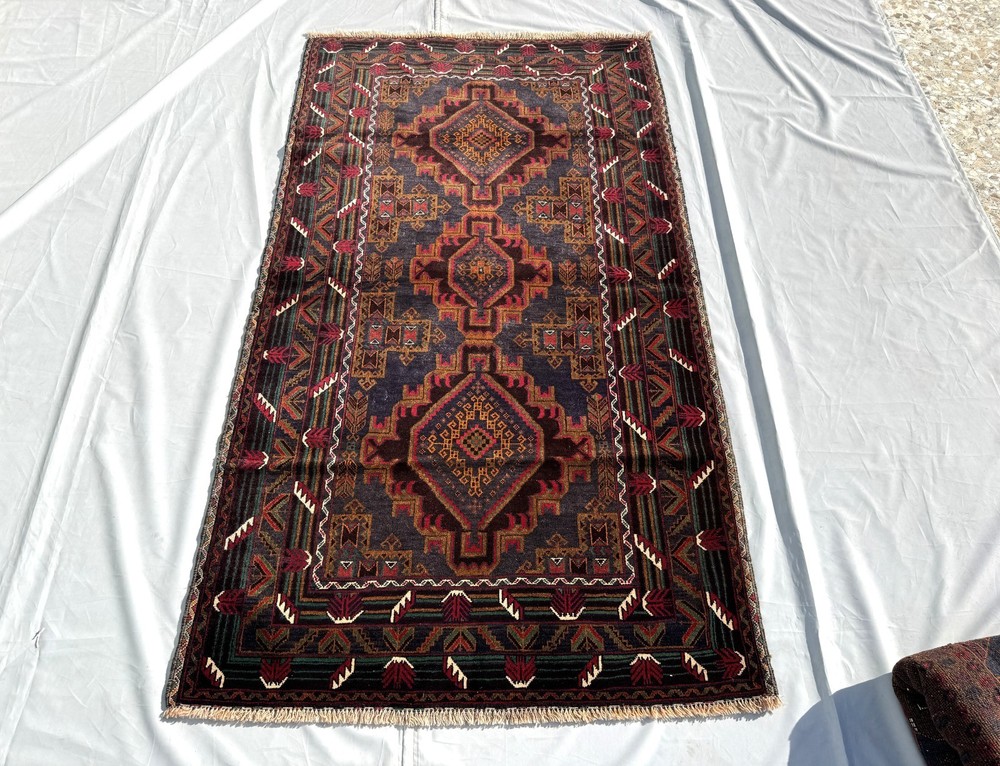 4x6 Afghan Hand Knotted Vintage Wool Area Rug Tribal Medallion Geometric Carpet