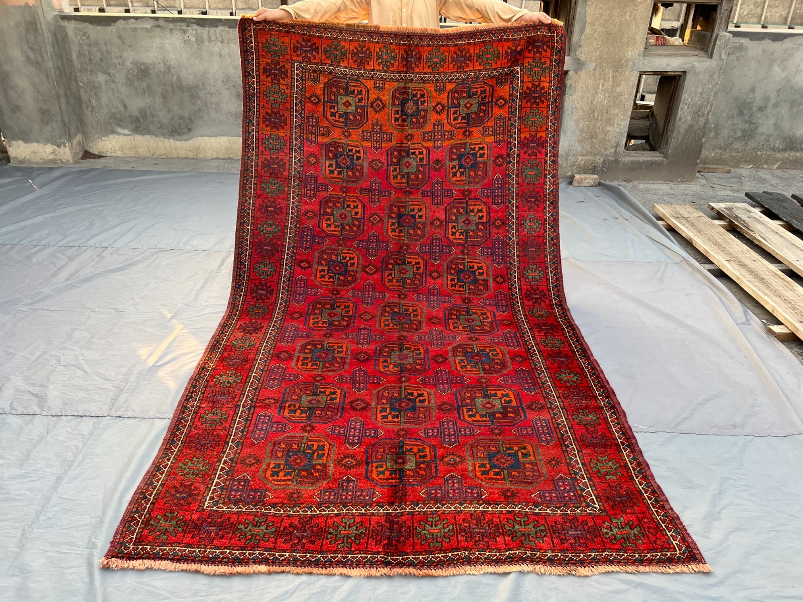 5'3x9'4 ft Antique Turkmen Bukhara Rug Hand Knotted Wool Low Pile Tribal Carpet gallery
