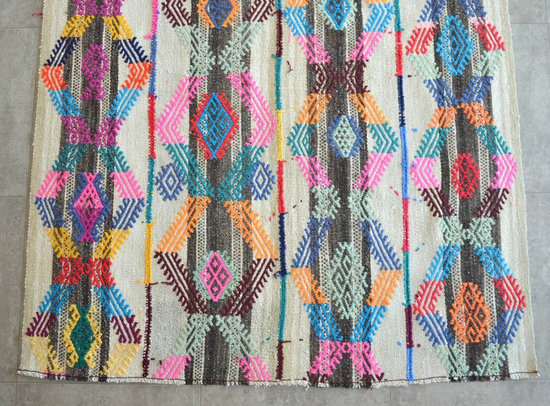 5x8 Rug Hand Made Kurdish Kilim Rug Flat Weave Colorful Primivite Rug 4′6″×8′2″ gallery