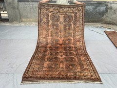 5 x 8 Vintage Afghan Baluchi Hand-Knotted Wool Rug, Tribal Geometric Rare Rug