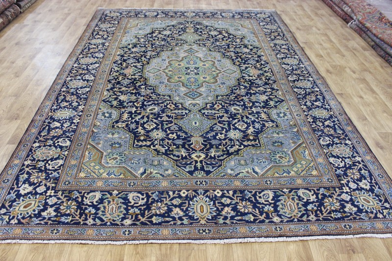 An Outstanding Handmade Keshann Oriental carpet Blue Carpet 330 x 230 cm gallery