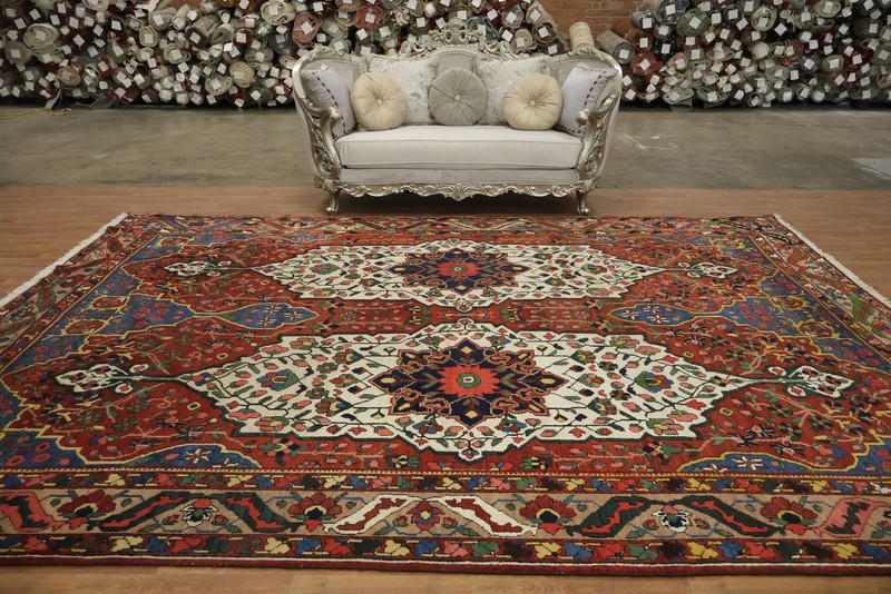Antique Vegetable Dye Floral Large Rug 11x14 Ft Handmade Geometric Wool Carpet gallery