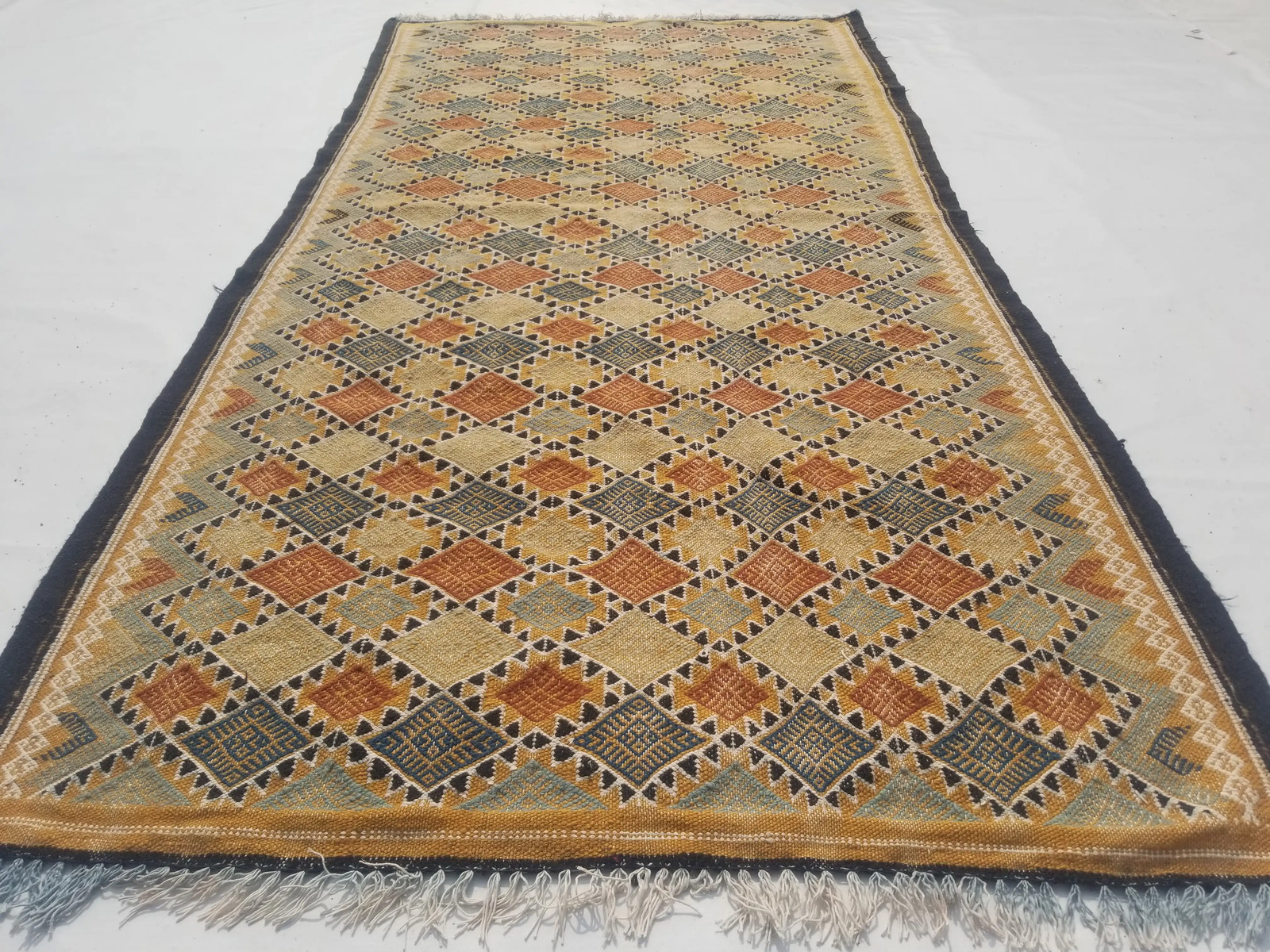 Vintage Traditional Handmade Turkish Anatolian Wool Multi Kilim Rug 6.8x3.4ft gallery