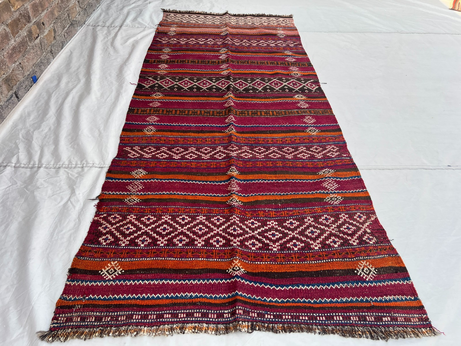 3.5 X 8 ft Vintage Stunning Full Embroidery Tribal Maldari Sistan Soumak Runner gallery