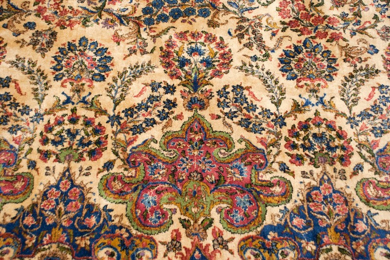 RRA 12x22 Authentic Oriental Rug Semi-Antique Ivory & Rose Rug 11171 gallery