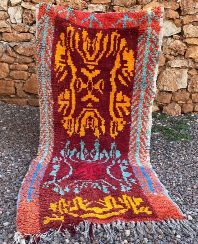Moroccan Cotton Vintage Berber Rug, Assorted Home Decor Shaggy Rug 2'3x5'7 ft