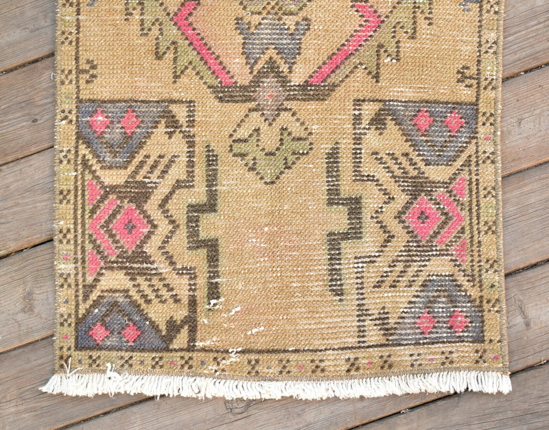 Turkish Carpet Hand Knotted 1x3 Size Doormat Chair Multi Color Rug 47x92cm gallery