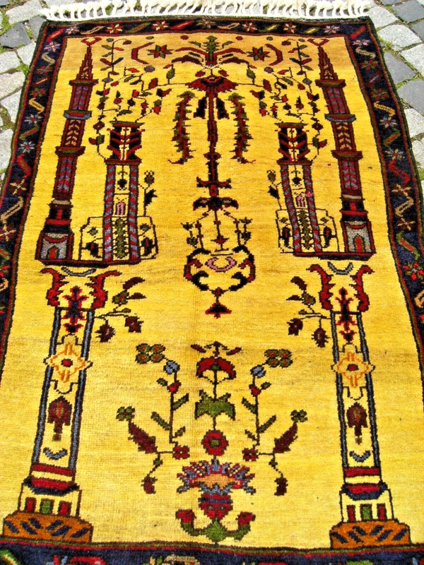 Vintage Anatolian Rug 38'' x 53'' Turkish Hand-knotted Prayer Design Wool Rug gallery