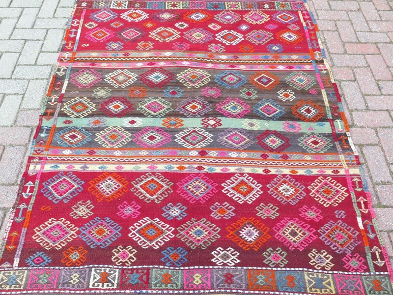 Anatolia Nomads Kilim, Modern Design Wool Rug, Red Rug 57"x76" Area Kelim Carpet gallery