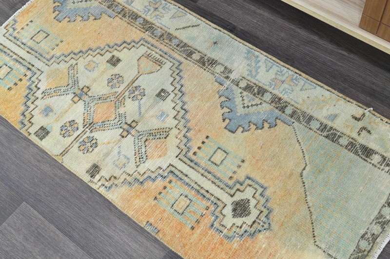 Oushak Turkish Doormat Rug 2x3 ORANGE Vintage Anatolian Handmade Small Kilim Rug gallery