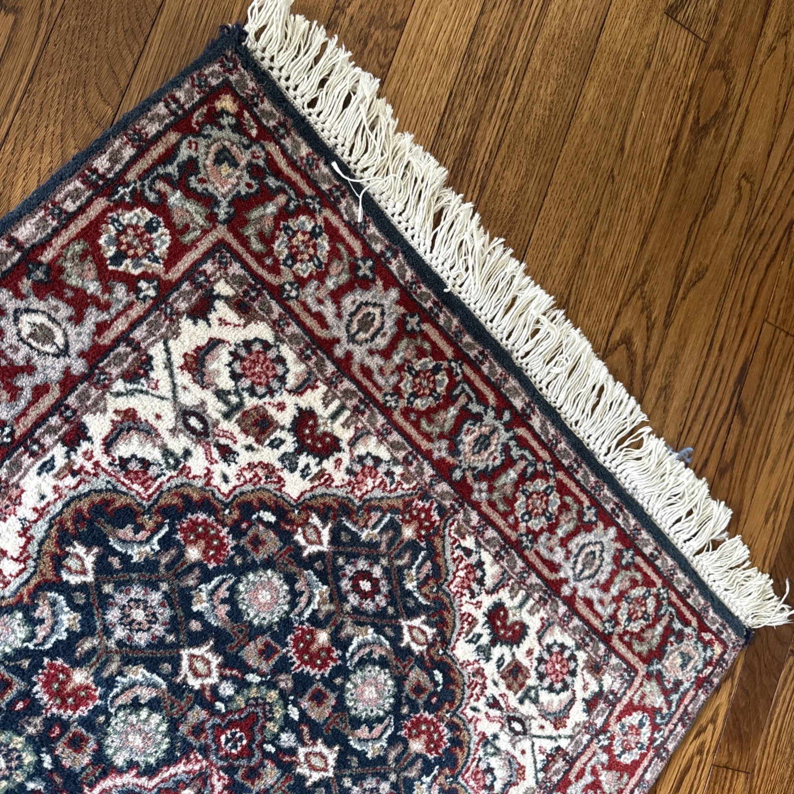 Small Oriental Rug 2x4 ft Allover Floral Pattern Red Black Cream Handmade Wool gallery
