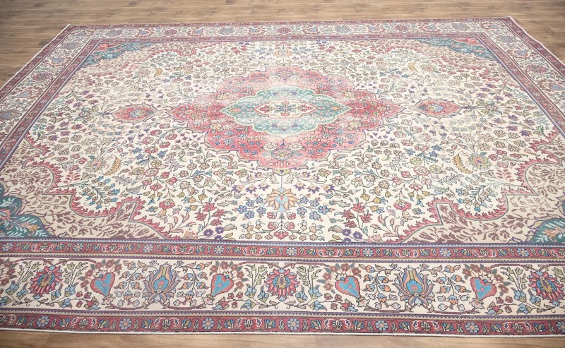 Semi-Antique Distressed Handmade Tribal Floral Oriental Rug Carpet 9'6x12'3 Ft gallery
