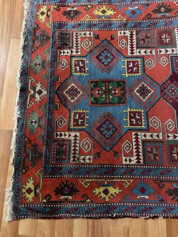 Semi Antique Hand Knotted Caucasian Kazak Rug 6’ X 4’ gallery