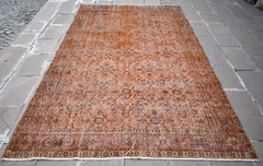 Vintage Turkish Rug 6 x 10 ft Anatolian Over Dyed Rug Painted Wool Area Rug
