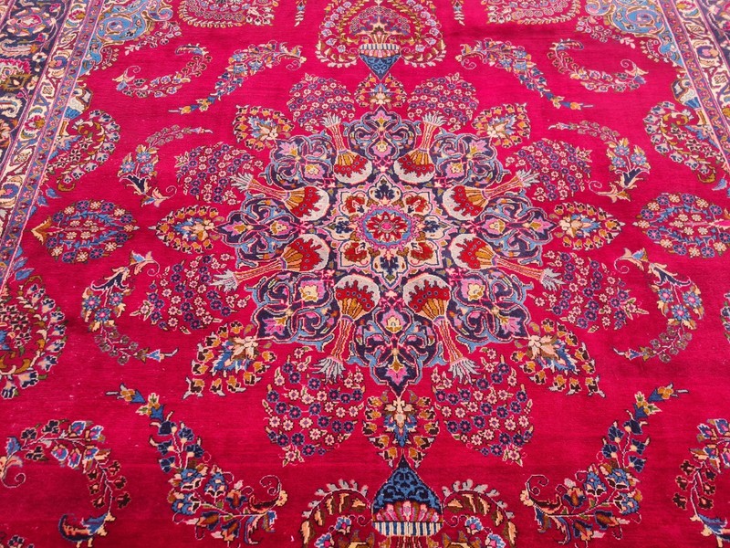 Genuine Hand Knotted Vintage Mashoud Wool Area Rug 13 x 10 Ft gallery