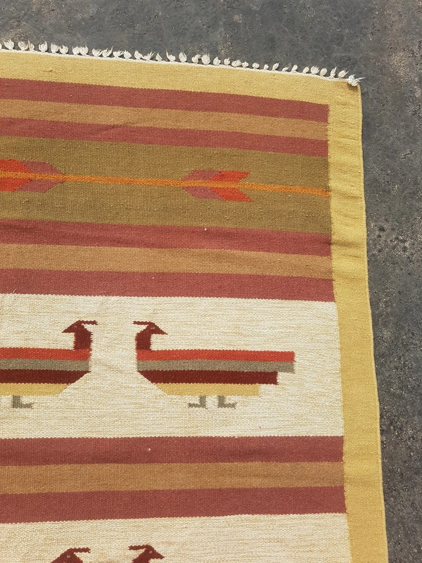 Vintage Southwestern Zaptotec Figural Wool Multicolor Kilim Rug 5.7x3.4 ft gallery