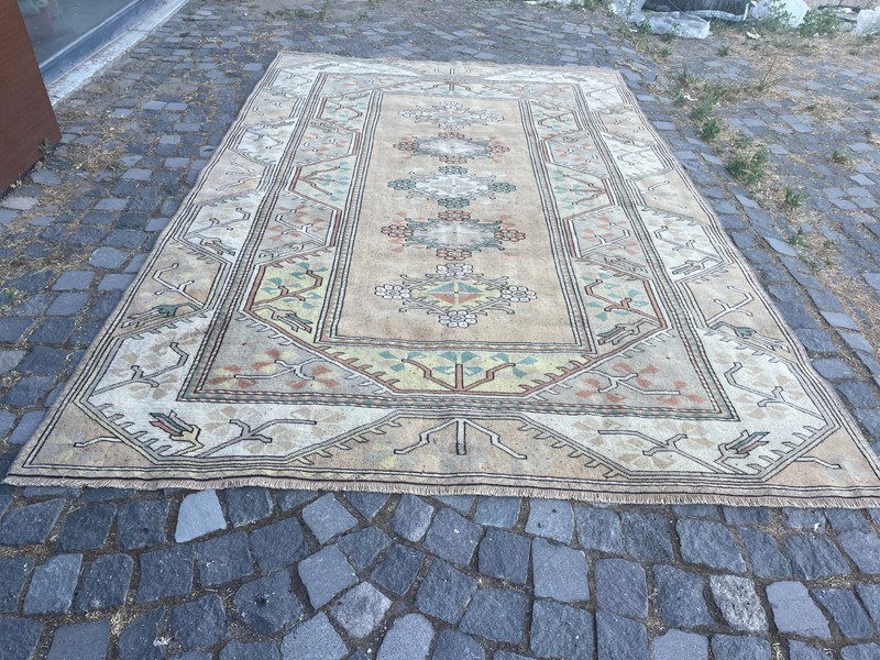 Turkish Vintage Rug, Handmade Wool Rug, Bohemian Large Rug, 6,3 x 9,8 ft gallery