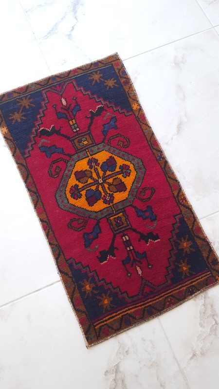 High Quality Antique Rug Blue Red Vintage Rug Bohemian Design Rug FREE SHİPPİNG gallery