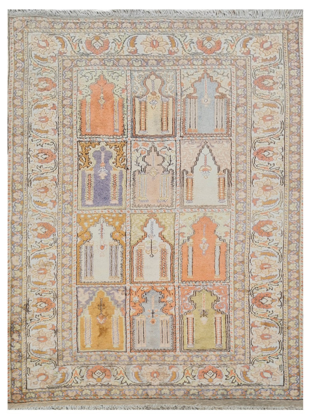 Amazing Hand Knotted Vintage Turkish Kaisery Qaisery Silk Area Rug 4.3 x 3.0 Ft gallery