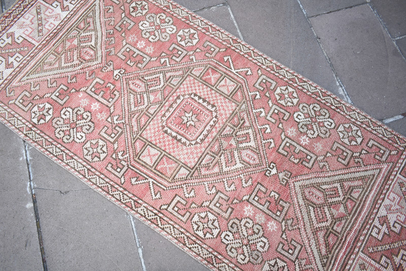 Vintage Turkish Rug 32'' x 75'' Muted Dye Rug Anatolian Canakkale Hallway Rug gallery