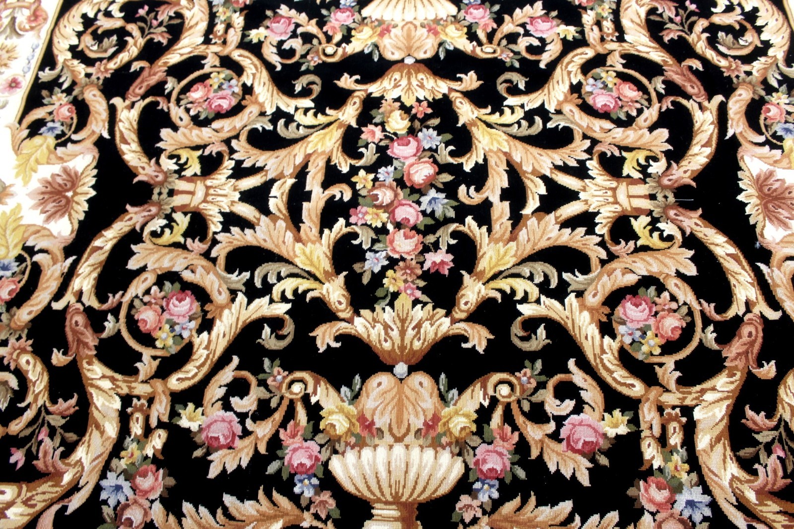 8X8 MAGNIFICENT ANTIQUE HANDMADE VEGETABLE DYE AUBUSSON NEEDLEPOINT WOOL RUG gallery