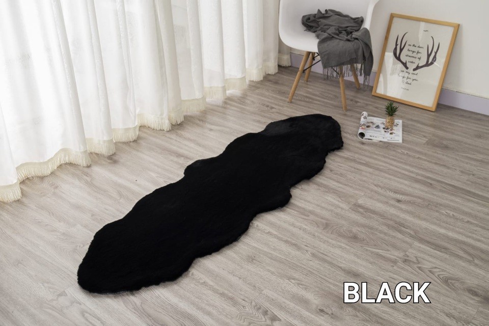SOLID RABBIT FUR RUG BT666 60*90 2X3 BLACK gallery