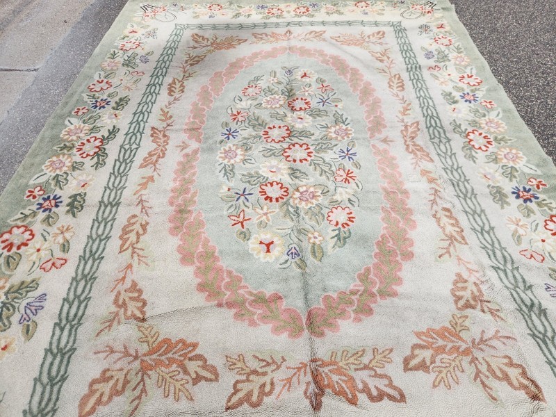 Vintage Shabby American Carolina Wool Looped Hand Hooked Rug 8' X 11'5" gallery