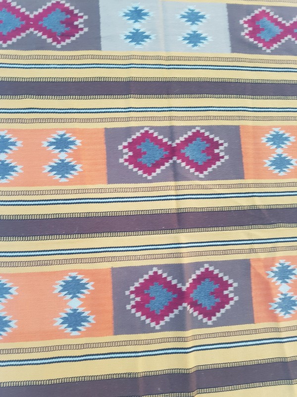 Vintage Traditional Handmade Turkish Wool Yellow Kilim 6x3.8ft gallery