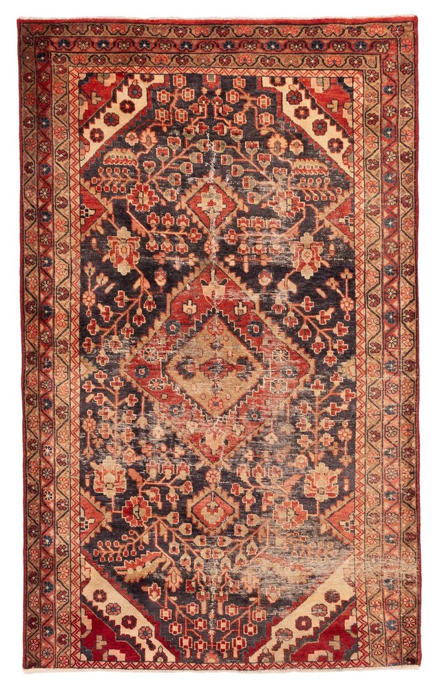 Traditional Vintage Hand-Knotted Area Rug 4'2" x 6'11" Oriental Wool Carpet