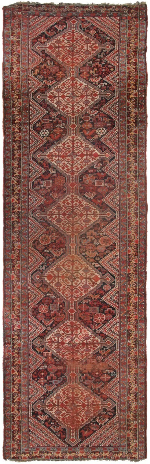 3x10 Rare Antique Handmade Wool Runner Red Tribal Geometric Shabby Chic Rug gallery
