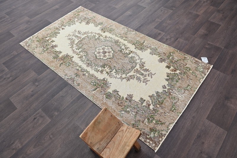 Oushak Turkish Vintage Rug 3x6 Kilim Rug Anatolian Handmade Boho Decor BROWN gallery