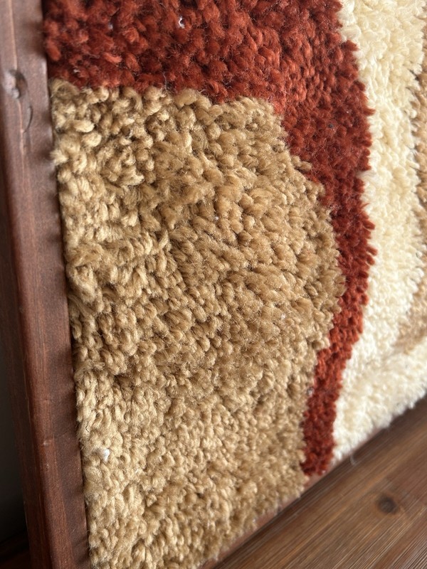 60's DANIA Framed TAEPPER Waves Abstract Danish Rya Rug Mid Century Modern gallery