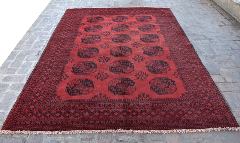 Afghan Antique Ersari Rug 7x9 ft Hand Knotted Wool Vintage Oriental Turkmen Rug gallery