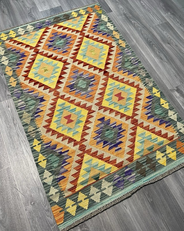 Vintage Kilim Traditional Hand Made Oriental Wool Kilim 4ft11inx3ft 155cmx104cm gallery