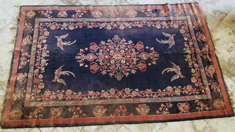 Vintage Tribal Caucasian Hand-Knotted Wool 4-Quadrant PHOENIX BIRD 6'5" x 4'3" gallery